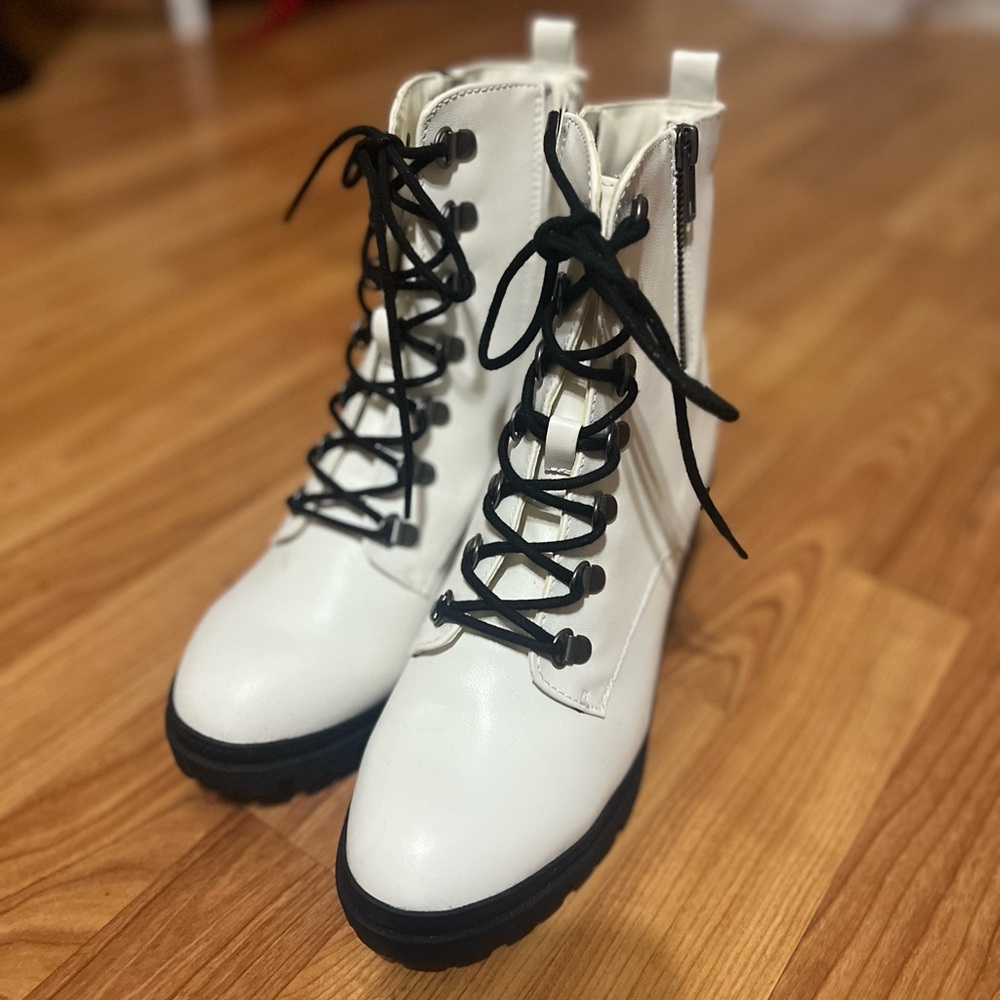 White Combat Boots
